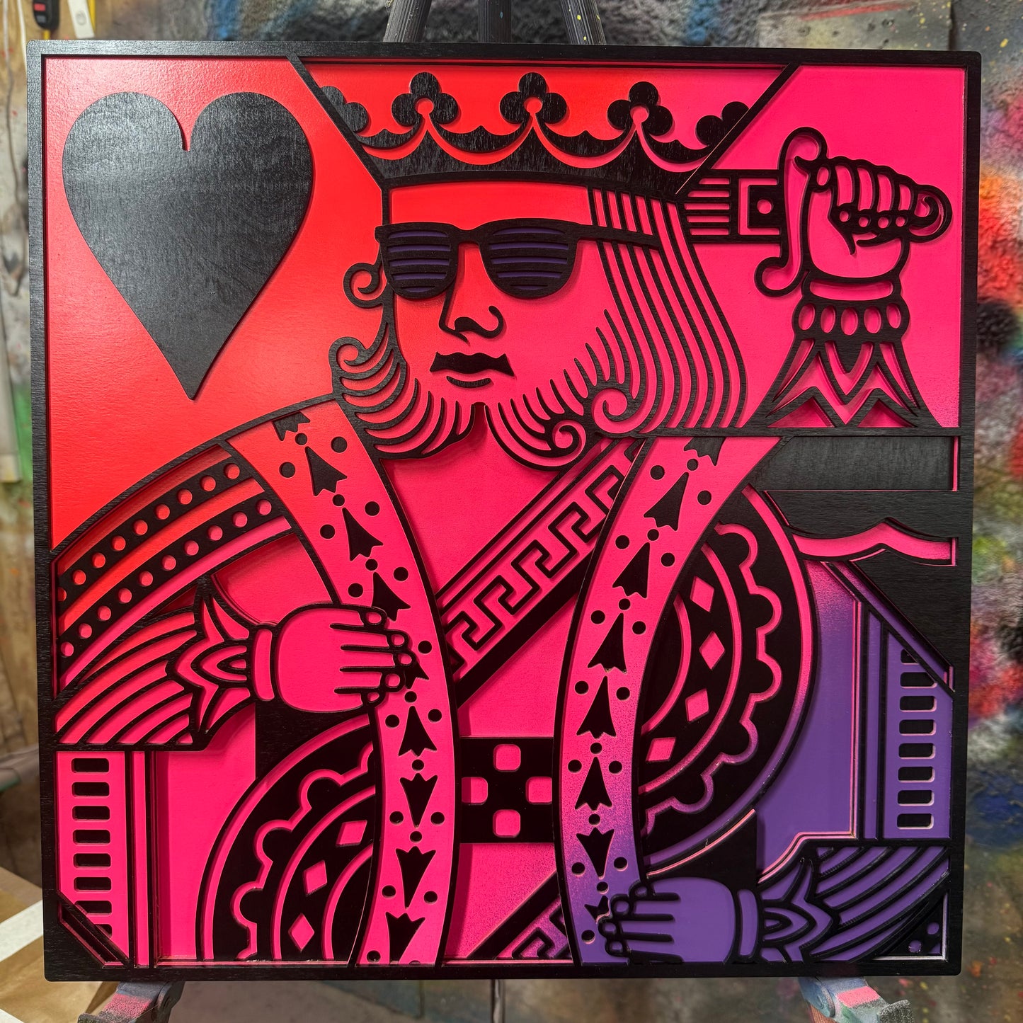 Square King of Hearts Color Fade RED/PINK/PURPLE