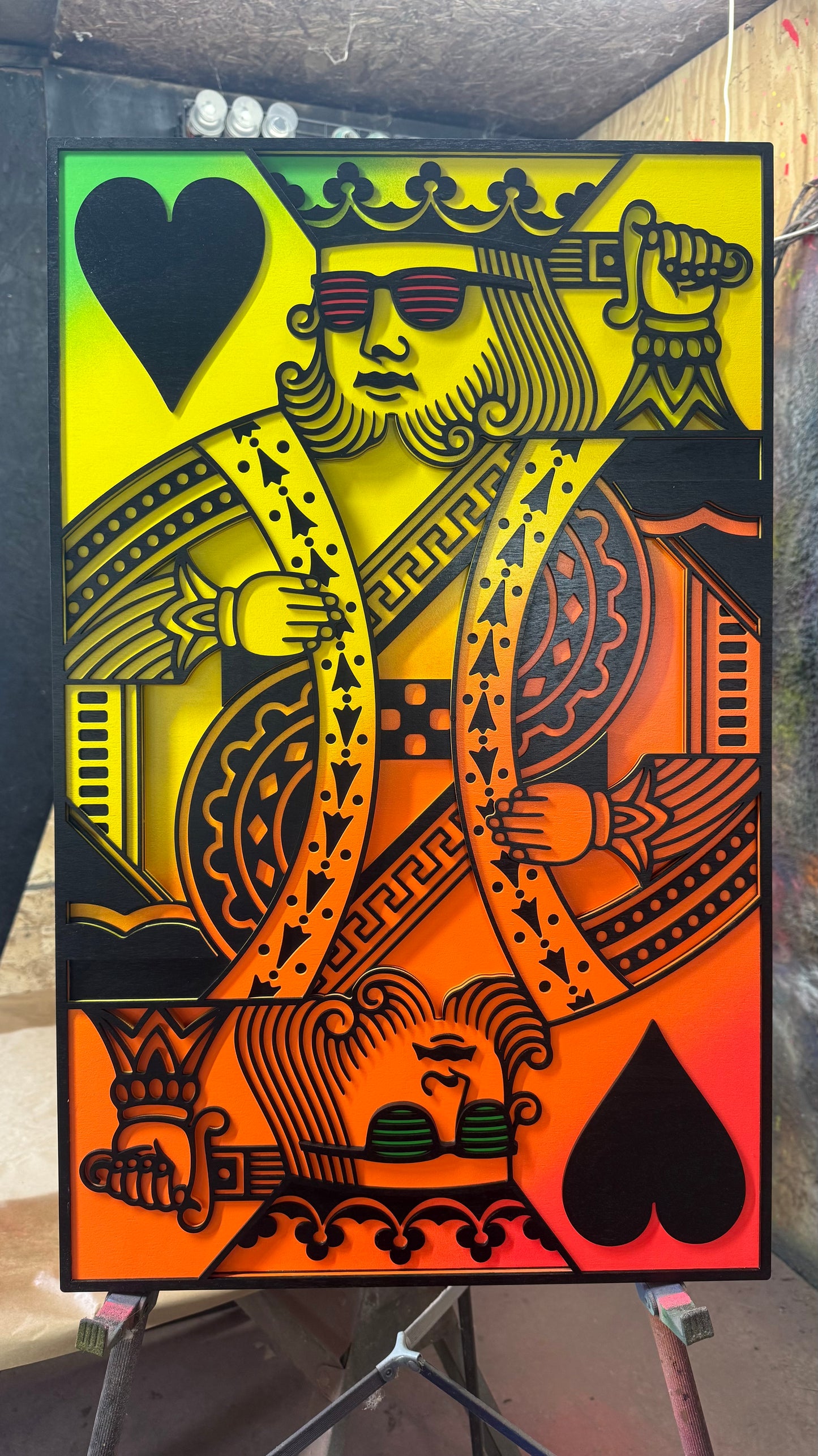 King of Hearts Color Fade GREEN/YELLOW/ORANGE/RED