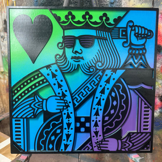 Square King of Hearts Color Fade GREEN/BLUE/PURPLE