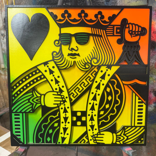 Square King of Hearts Color Fade ORANGE/YELLOW/GREEN