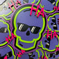 Defaced Stacked Skull - Purple/White